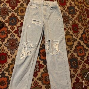 BDG Light Blue Distressed Straight Leg Jeans